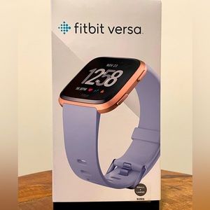Fitbit Versa, Like new! Periwinkle band, Rose Gold Aluminum clock face